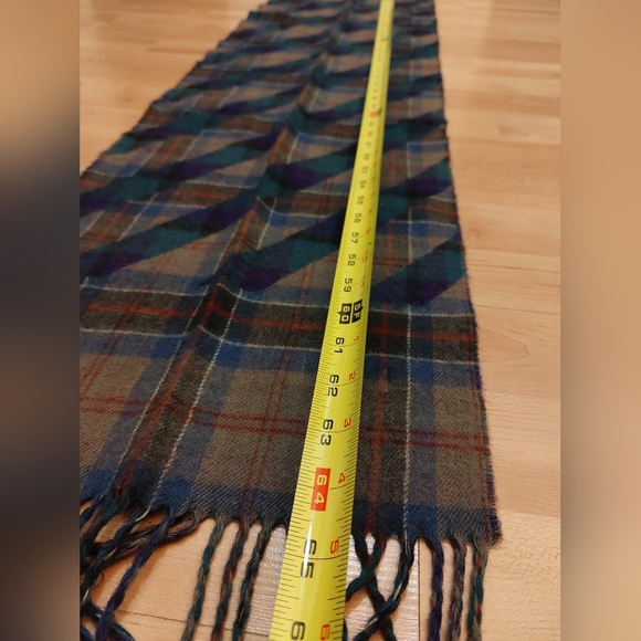 CHRISTIAN DIOR Blue & Red Plaid Wool Scarf Unisex - Picture 3 of 6